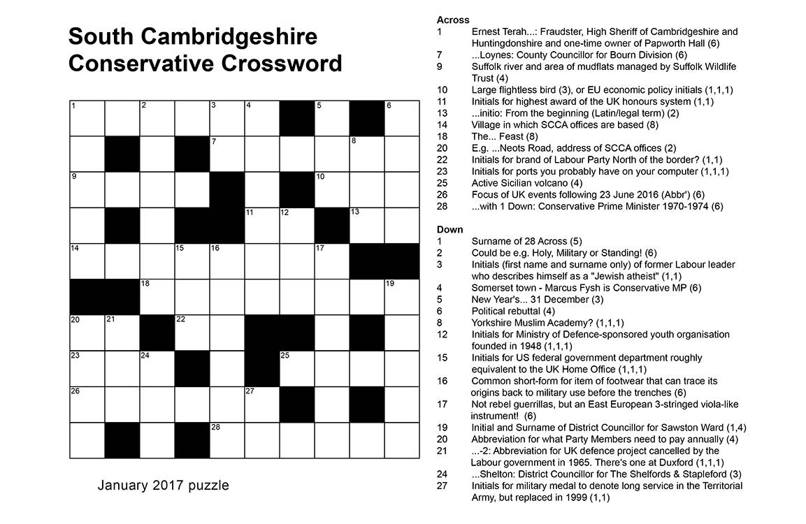 January s coffee break crossword South Cambridgeshire